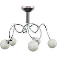 Berkfield Home Ceiling Lamp with Round Glass Shades for 5 G9 LED Lights in White