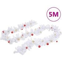 Berkfield Home Christmas Garland Decorated with Baubles White 5 m