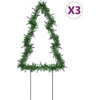 Berkfield Home Christmas Light Decorations with Spikes 3 pcs Tree 50 LEDs 30 cm in Green