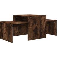 Berkfield Home Coffee Table Set Smoked Oak 100x48x40 cm Engineered Wood in Brown | Size: 100 x 48 x 40 cm