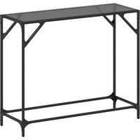 Berkfield Home Console Table with Black Glass Top 98x35x81 cm Steel | Size: 98 x 35 x 81 cm