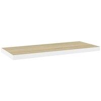 Berkfield Home Floating Wall Shelf Oak & White 80x23.5x3.8 cm MDF in Natural
