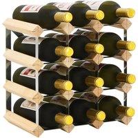 Berkfield Home Wine Rack for 12 Bottles Solid Pinewood in Beige
