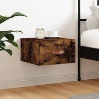 Berkfield Home Wall-mounted Bedside Cabinet Smoked Oak 35x35x20 cm in Brown | Size: 35 x 35 x 20 cm