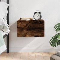 Berkfield Home Wall-mounted Bedside Cabinet Smoked Oak 35x35x20 cm in Brown | Size: 35 x 35 x 20 cm