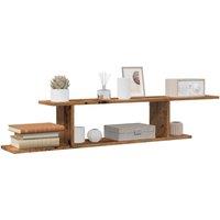 Berkfield Home Wall-Mounted TV Shelf Old Wood 125x18x23 cm Engineered Wood in Brown | Size: 125 x 18 x 23 cm