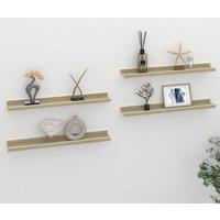 Berkfield Home Wall Shelves 4 pcs White & Sonoma Oak 60x9x3 cm in Natural | Size: 60 x 9 x 3 cm