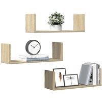 Berkfield Home Wall Shelves 3 pcs Sonoma Oak 58x18x18 cm Engineered Wood in Light Oak | Size: 58 x 18 x 18 cm
