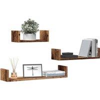 Berkfield Home Wall Shelves 3 pcs Old Wood Engineered Wood in Brown
