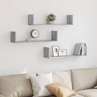 Berkfield Home Wall Shelves 3 pcs Grey Sonoma 80x18x18 cm Engineered Wood | Size: 80 x 18 x 18 cm