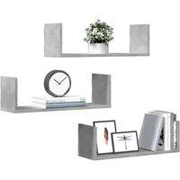 Berkfield Home Wall Shelves 3 pcs Concrete Grey 58x18x18 cm Engineered Wood | Size: 58 x 18 x 18 cm