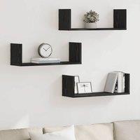 Berkfield Home Wall Shelves 3 pcs Black Oak 58x18x18 cm Engineered Wood | Size: 58 x 18 x 18 cm