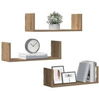Berkfield Home Wall Shelves 3 pcs Artisian Oak 58x18x18 cm Engineered Wood in Brown | Size: 58 x 18 x 18 cm