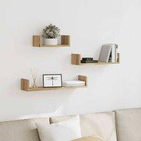 Berkfield Home Wall Shelves 3 pcs Artisan Oak Engineered Wood in Brown