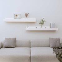 Berkfield Home Wall Shelves 2 pcs White 80x12x9 cm Solid Wood Pine | Size: 80 x 12 x 9 cm