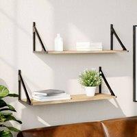 Berkfield Home Wall Shelves 2 pcs Sonoma Oak 80x25x25.5 cm Engineered wood in Natural