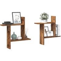 Berkfield Home Wall Shelves 2 pcs Old Wood 50x12x50 cm Engineered Wood in Brown | Size: 50 x 12 x 50 cm