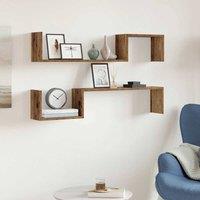 Berkfield Home Wall Shelves 2 pcs Old Wood 100x15x20 cm Engineered Wood in Brown | Size: 100 x 15 x 20 cm