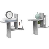 Berkfield Home Wall Shelves 2 pcs Grey Sonoma 38x12x38 cm Engineered Wood | Size: 38 x 12 x 38 cm