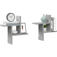 Berkfield Home Wall Shelves 2 pcs Concrete Grey 38x12x38 cm Engineered Wood | Size: 38 x 12 x 38 cm