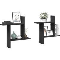 Berkfield Home Wall Shelves 2 pcs Black 50x12x50 cm Engineered Wood | Size: 50 x 12 x 50 cm