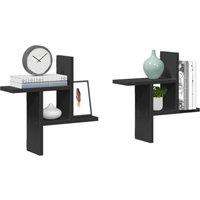 Berkfield Home Wall Shelves 2 pcs Black 38x12x38 cm Engineered Wood | Size: 38 x 12 x 38 cm