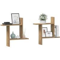 Berkfield Home Wall Shelves 2 pcs Artisian Oak 50x12x50 cm Engineered Wood in Brown | Size: 50 x 12 x 50 cm