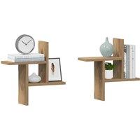 Berkfield Home Wall Shelves 2 pcs Artisian Oak 38x12x38 cm Engineered Wood in Brown | Size: 38 x 12 x 38 cm