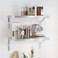 Berkfield Home Wall Shelves 2 pcs 50x23.5x3 cm Silver Stainless Steel