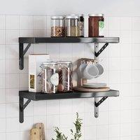 Berkfield Home Wall Shelves 2 pcs 50x23.5x3 cm Black Stainless Steel