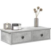 Berkfield Home Wall Shelf with Drawers Concrete Grey 60x25x15 cm Engineered Wood | Size: 60 x 25 x 15 cm