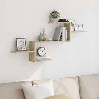 Berkfield Home Wall Shelf Sonoma Oak 104x15x49 cm Engineered Wood in Light Brown | Size: 104 x 15 x 49 cm