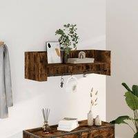 Berkfield Home Wall Shelf Smoked Oak 100x35x30.5 cm Engineered Wood in Brown