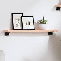 Berkfield Home Wall Shelf 60x10x2 cm Untreated Solid Wood Oak in Natural | Size: 60 x 10 x 2 cm