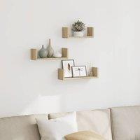 Berkfield Home Wall Shelf 3 pcs Sonoma Oak Engineered Wood in Light Oak