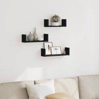 Berkfield Home Wall Shelf 3 pcs Black Engineered Wood