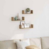 Berkfield Home Wall Shelf 3 pcs Artisian Oak Engineered Wood in Brown