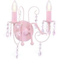 Berkfield Home Wall Lamp with Beads Pink 2 x E14 Bulbs