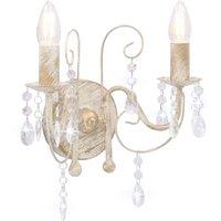 Berkfield Home Wall Lamp with Beads Antique White 2 x E14 Bulbs in Off-White
