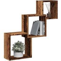 Berkfield Home Wall Cube Shelves Old Wood 68x15x68 cm Engineered Wood in Brown | Size: 68 x 15 x 68 cm
