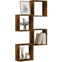 Berkfield Home Wall Cube Shelves 4 pcs Smoked Oak 30x15x30 cm in Brown | Size: 30 x 15 x 30 cm