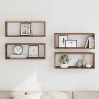 Berkfield Home Wall Cube Shelves 4 pcs Old Wood 60x15x23 cm Engineered Wood in Brown | Size: 60 x 15 x 23 cm