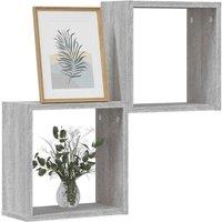 Berkfield Home Wall Cube Shelves 2 pcs Grey Sonoma 30x15x30 cm | Size: 30 x 15 x 30 cm