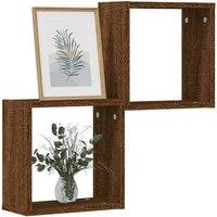 Berkfield Home Wall Cube Shelves 2 pcs Brown Oak 30x15x30 cm | Size: 30 x 15 x 30 cm