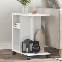 Berkfield Home Side Table with Wheels White 50x30x55 cm Engineered Wood | Size: 50 x 30 x 55 cm
