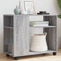 Berkfield Home Side Table with Wheels Grey Sonoma 70x35x60 cm Engineered Wood | Size: 70 x 35 x 60 cm