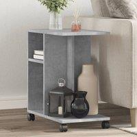 Berkfield Home Side Table with Wheels Concrete Grey 50x30x55 cm Engineered Wood | Size: 50 x 30 x 55 cm