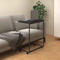 Berkfield Home Side Table with Wheels Black 55x35x70 cm Engineered Wood | Size: 55 x 35 x 70 cm