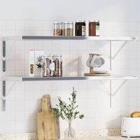 Berkfield Home Shelf Brackets 4 pcs 40x2.5x25 cm Silver Stainless Steel