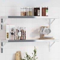 Berkfield Home Shelf Brackets 4 pcs 23.5x2.5x15.5 cm Silver Stainless Steel